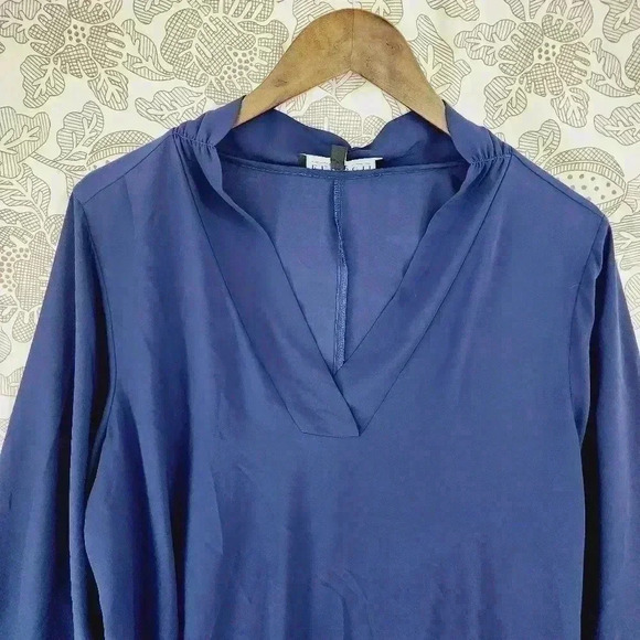 Eloquii Chiffon Long sleeve Blouse 16 V neck Navy Blue - Picture 3 of 7